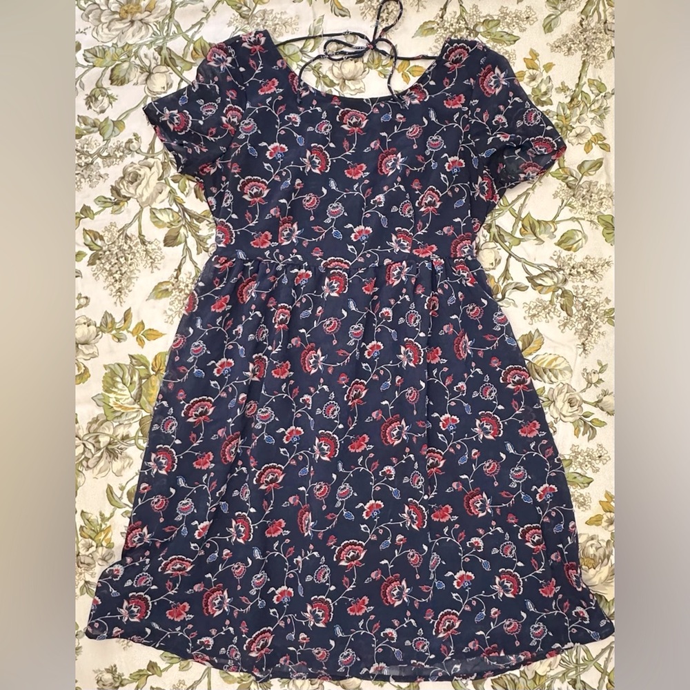 Old Navy Floral Mini Dress - Navy and Red
